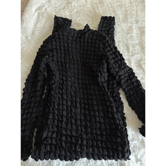 Black Popcorn Zippered Jumpsuit Bodycon Size L - Picture 6 of 6